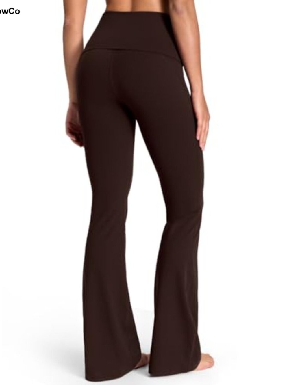 Fold Over Flare Leggings High Rise Yoga Pants with Tummy Control